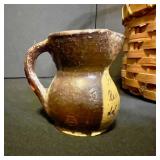Collection of 4 Vintage Stoneware Crock, Basket, and Pitchers