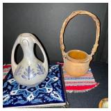 Decorative Pottery Collection with Chili Pepper String Lights and Tray