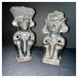 Pair of Vintage Pre-Columbian Style Clay Figurines
