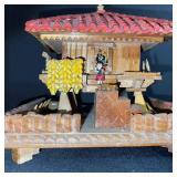 Set of 2 Vintage Wooden Spanish House Jewelry Boxes with Miniature Figures
