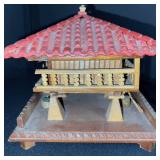 Set of 2 Vintage Wooden Spanish House Jewelry Boxes with Miniature Figures