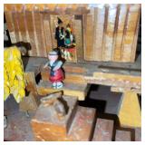 Set of 2 Vintage Wooden Spanish House Jewelry Boxes with Miniature Figures