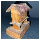 Set of 2 Vintage Wooden Spanish House Jewelry Boxes with Miniature Figures