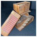 Set of 2 Vintage Wooden Spanish House Jewelry Boxes with Miniature Figures