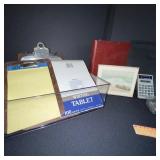 Office Supplies Lot with Clipboards, Calculator, Notebooks, and Accessories