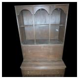 Wooden Hutch Cabinet with Drop-Front Desk and Headboard Set