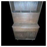 Wooden Hutch Cabinet with Drop-Front Desk and Headboard Set