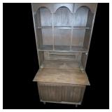 Wooden Hutch Cabinet with Drop-Front Desk and Headboard Set