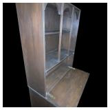 Wooden Hutch Cabinet with Drop-Front Desk and Headboard Set