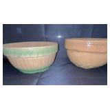 Set of 2 Vintage Stoneware Mixing Bowls - Embossed Designs