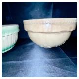 Set of 2 Vintage Stoneware Mixing Bowls - Embossed Designs