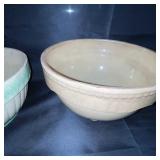Set of 2 Vintage Stoneware Mixing Bowls - Embossed Designs