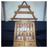 Wood Spice Rack Set with Glass Jars and Drawers