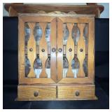 Wood Spice Rack Set with Glass Jars and Drawers