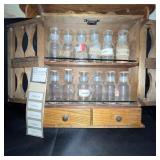 Wood Spice Rack Set with Glass Jars and Drawers