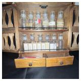 Wood Spice Rack Set with Glass Jars and Drawers