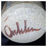 Signed Studio Pottery Vase with Drip Glaze Design