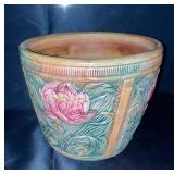 Decorative Ceramic Planter with Floral Relief Design
