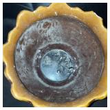 Vintage Glazed Ceramic Planter with Scalloped Rim and Ornate Design