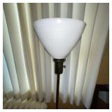 Brass Floor Lamp with White Glass Shade