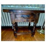 Solid Wood End Table with Drawer and Turned Legs
