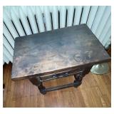 Solid Wood End Table with Drawer and Turned Legs