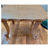 Wood Side Table with Decorative Edges and Curved Legs