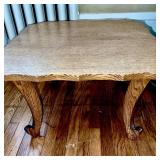 Wood Side Table with Decorative Edges and Curved Legs