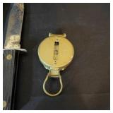 Vintage Sunbeam Thermometer, Fixed-Blade Knife, and Engineer Compass Set