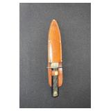 Vintage Colonial Fixed Blade Knife with Leather Sheath