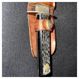 Vintage Colonial Fixed Blade Knife with Leather Sheath