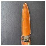 Vintage Colonial Fixed Blade Knife with Leather Sheath