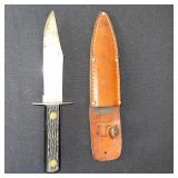 Vintage Colonial Fixed Blade Knife with Leather Sheath