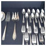 Collection of Vintage Silverplate Flatware including Serving Pieces, Forks, and Spoons