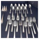 Collection of Vintage Silverplate Flatware including Serving Pieces, Forks, and Spoons