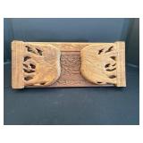 Vintage Framed Boy and Jug Print with Wood Frame, Calligraphy Art, and Carved Bookends Set