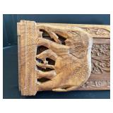 Vintage Framed Boy and Jug Print with Wood Frame, Calligraphy Art, and Carved Bookends Set