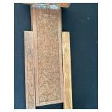 Vintage Framed Boy and Jug Print with Wood Frame, Calligraphy Art, and Carved Bookends Set