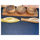 Eclectic Vintage Decorative Lot - Wood Carvings, Pottery, Ceramic Fish Dishes, and More