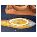 Eclectic Vintage Decorative Lot - Wood Carvings, Pottery, Ceramic Fish Dishes, and More