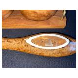 Eclectic Vintage Decorative Lot - Wood Carvings, Pottery, Ceramic Fish Dishes, and More