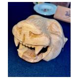 Eclectic Vintage Decorative Lot - Wood Carvings, Pottery, Ceramic Fish Dishes, and More