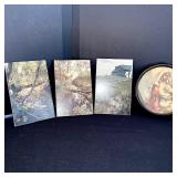 Set of 6 Vintage Landscape Photos and 2 Religious Themed Wall Plaques