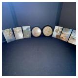 Set of 6 Vintage Landscape Photos and 2 Religious Themed Wall Plaques