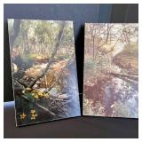 Set of 6 Vintage Landscape Photos and 2 Religious Themed Wall Plaques