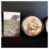 Set of 6 Vintage Landscape Photos and 2 Religious Themed Wall Plaques