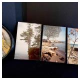 Set of 6 Vintage Landscape Photos and 2 Religious Themed Wall Plaques