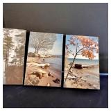 Set of 6 Vintage Landscape Photos and 2 Religious Themed Wall Plaques