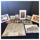 Collection of Art Prints, Historic Maps, and Limited Edition Linocut