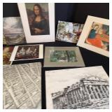 Collection of Art Prints, Historic Maps, and Limited Edition Linocut